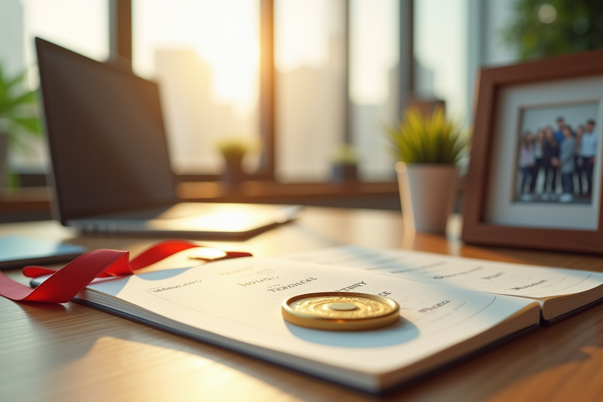 Espace de travail moderne avec objets de motivation