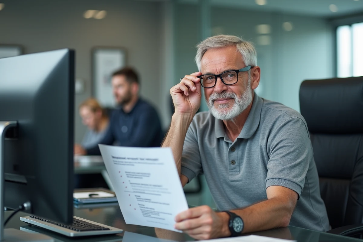 Homme en bureau professionnel consultant une liste de vérifications pour résoudre une erreur de connexion ENC92