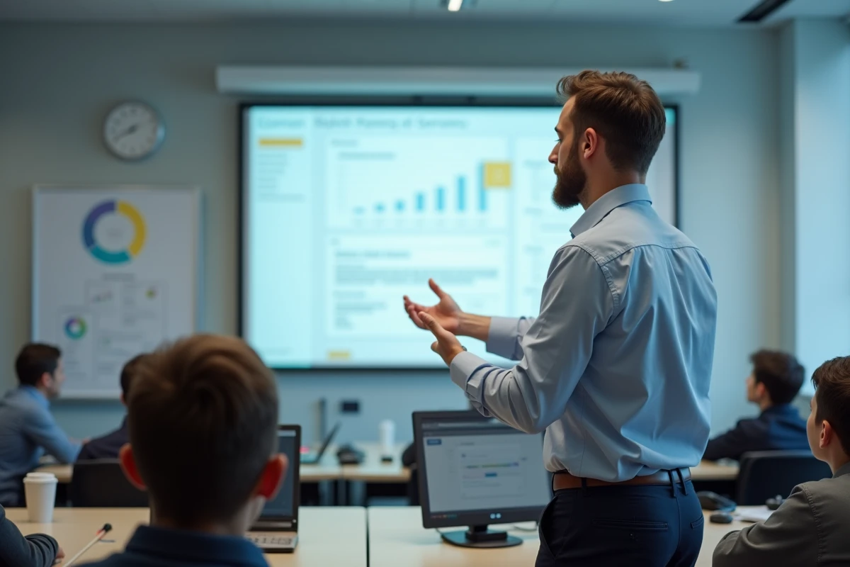 Enseignant montrant la fonctionnalite de NetYPar&eacute;o devant les &eacute;l&egrave;ves