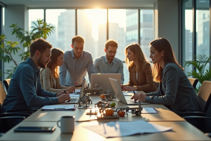 Groupe de professionnels collaborant dans un bureau moderne