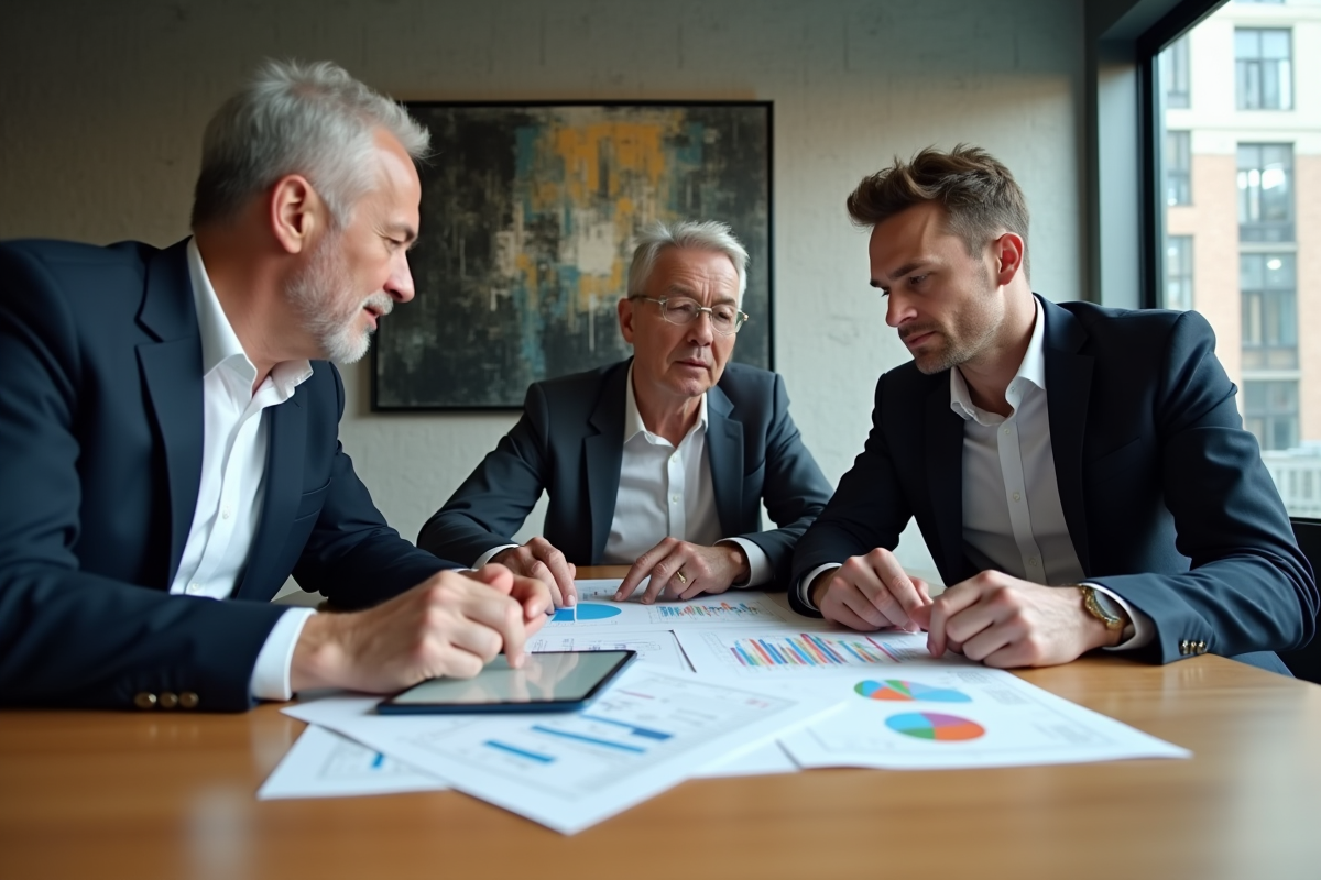 Equipe de professionnels examinant des données financières