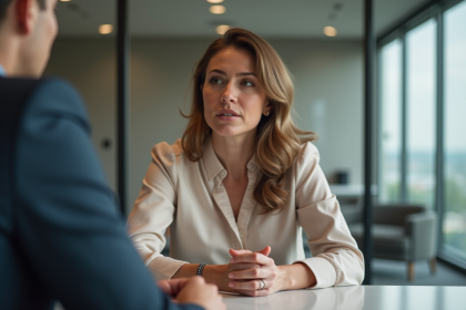Femme attentive lors d'un atelier soft skills en réunion