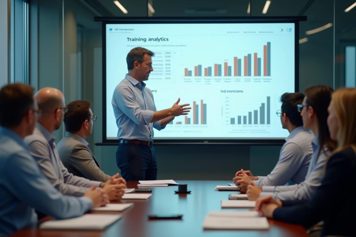 Manager RH présentant des analyses de formation