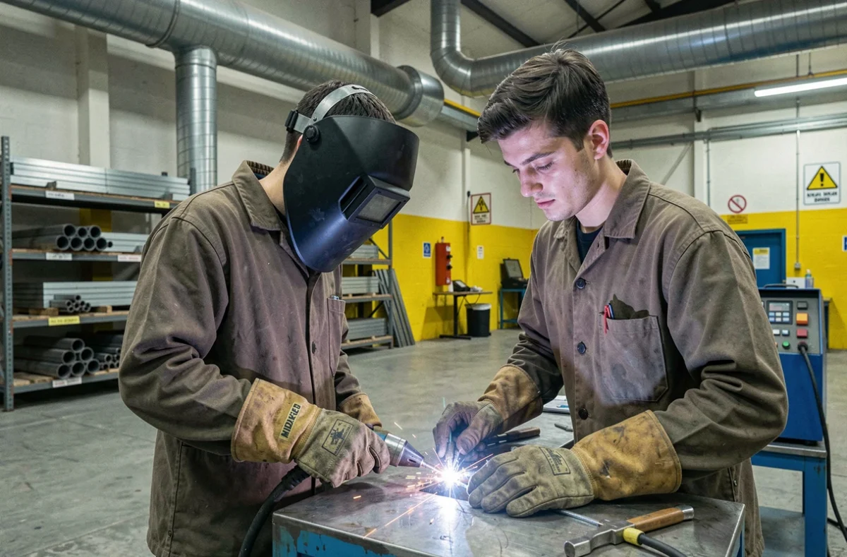 Apprenti soudeur en formation industrielle au Groupe Institut de Soudure à Dunkerque