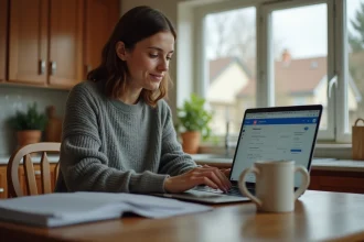 Jeune femme étudiant en informatique à la maison
