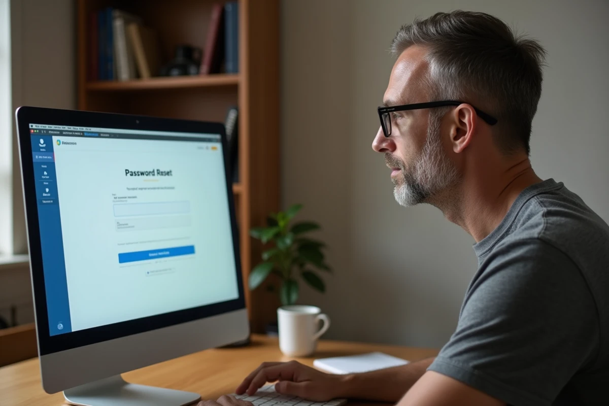Parent aidant à la première connexion sur le portail du Collège 41 depuis un bureau à domicile